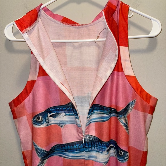 Red and Pink Sardines Fish Mini Dress - Picture 5 of 6